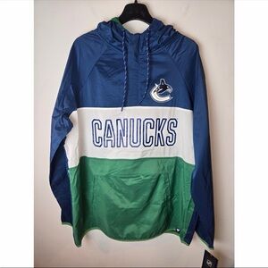 Fanatics Vancouver Canucks NHL Mens Blue Green Colorblock Windbreaker Large